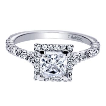0.45 ct Diamond Engagement Ring - Set in 14k White Gold Diamond Halo /ER8273W44JJ-IGCD