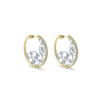 1.50 ct - Earrings
 14k Yellow/white Gold Diamond Intricate Hoop /EG12052M45JJ-IGCD