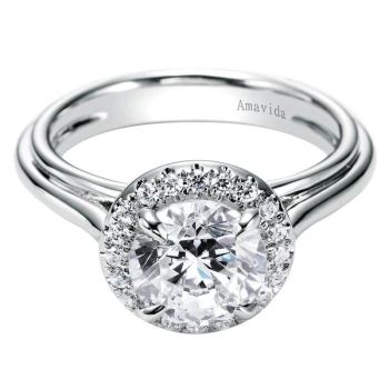 18K White Gold 0.15 ct Diamond Halo Engagement Ring Setting ER6312W83JJ