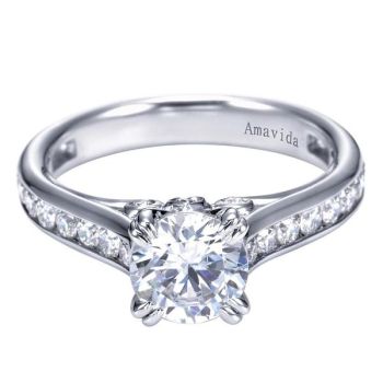 Gabriel & Co 18K White Gold 0.72 ct Diamond Straight Engagement Ring Setting ER7211W83JJ