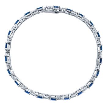 1.07 ct - Diamond Tennis Bracelet with 7.26 ct Sapphire Set in 14K White Gold /TB1037W45SB-IGCD