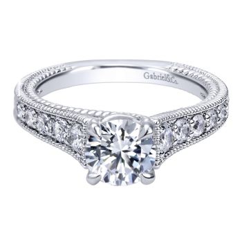 14K White Gold 0.50 ct Diamond Straight Engagement Ring Setting ER10112W44JJ