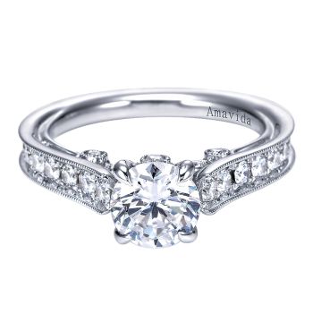 0.70 ct - Diamond Engagement Ring Set in 18k White Gold - Straight Setting /ER7218W83JJ-IGCD