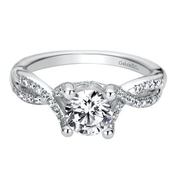 0.37 ct - Diamond Engagement Ring Set in 14k White Gold Split Shank /ER9285W44JJ-IGCD
