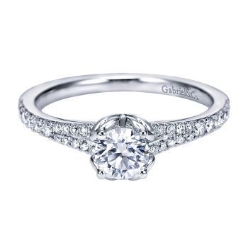 0.21 ct - Diamond Engagement Ring Set in 14k White Gold Split Shank /ER7727W44JJ-IGCD