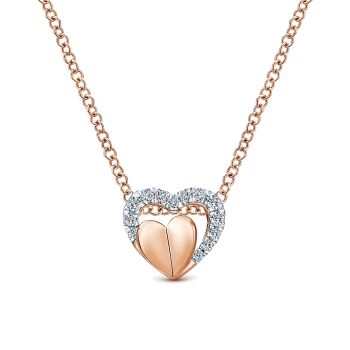 0.07 ct - Necklace
 14k Pink Gold Diamond Heart /NK4618K45JJ-IGCD
