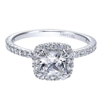 Gabriel & Co 18K White Gold 0.45 ct Diamond Halo Engagement Ring Setting ER12025C4W83JJ