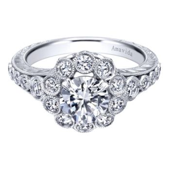 Gabriel & Co Platinum 0.60 ct Diamond Halo Engagement Ring Setting ER10054PT3JJ