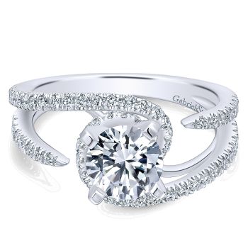 0.54 ct - Diamond Engagement Ring Set in 14k White Gold Split Shank /ER12586R4W44JJ-IGCD