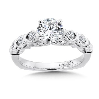 Modernistic Collection Engagement Ring With Side Stones in 14K White Gold with Platinum Head (0.3ct. tw.) /CR380W