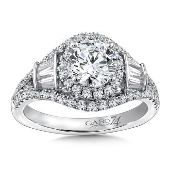 Diamond Halo Engagement Ring Mounting in 14K White Gold with Platinum Head (1.01 ct. tw.) /CR836W