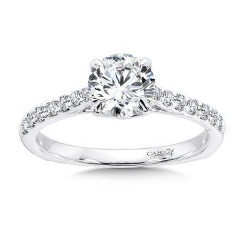 Solitaire Engagement Ring with Side Stones in 14K White Gold (0.2ct. tw.) /CR481W
