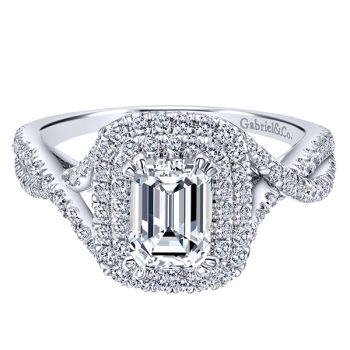 Gabriel & Co 18K White Gold 0.63 ct Diamond Halo Engagement Ring Setting ER11354E4W83JJ