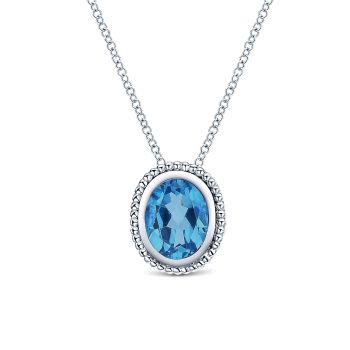 2.59 ct - Necklace
 925 Silver Swiss Blue Topaz Fashion /NK3748SVJBT-IGCD