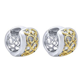 925 Silver/18k Yellow Gold Huggie Earrings EG11256MYJJJ