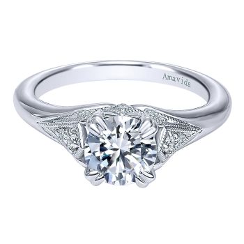 0.11 ct - Diamond Engagement Ring Set in 18k White Gold - Straight Setting /ER10024W83JJ-IGCD
