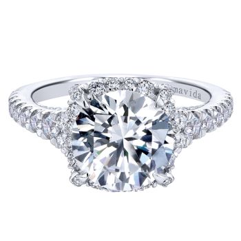 Gabriel & Co 18K White Gold 0.84 ct Diamond Halo Engagement Ring Setting ER11369R8W83JJ