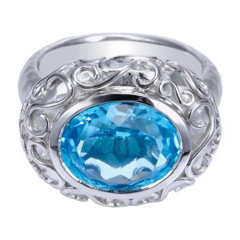 Swiss Blue Topaz Fashion Ladie's Ring In Silver 925 LR6595SVJBT