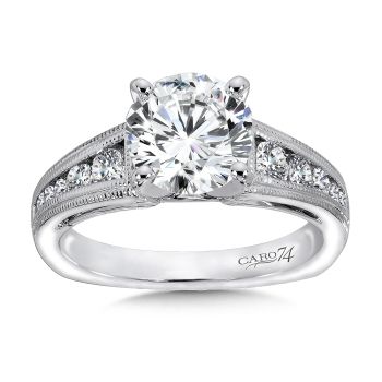 Grand Opulance Collection Diamond Engagement Ring With Side Stones in 14K White Gold with Platinum Head (0.55ct. tw.) /CR193W