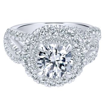 1.36 ct Diamond Engagement Ring- Set in 18k White Gold Diamond Halo /ER11981R6W84JJ-IGCD