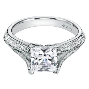 0.34 ct - Diamond Engagement Ring Set in 18k White Gold - Split Shank /ER6245W83JJ-IGCD