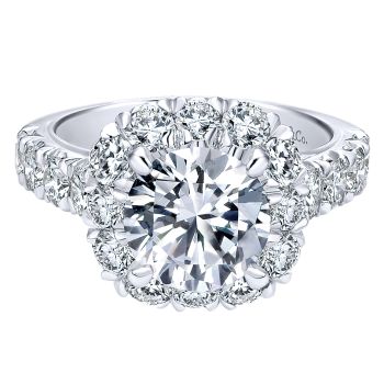 1.86 ct Diamond Engagement Ring- Set in 18k White Gold Diamond Halo /ER11986R8W84JJ-IGCD