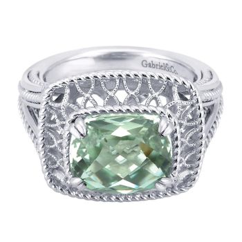 Green Amethyst Fashion Ladie's Ring In Silver 925 LR6141SVJGA