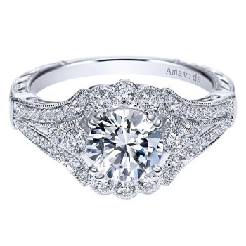 Gabriel & Co Platinum 0.32 ct Diamond Halo Engagement Ring Setting ER6511PT3JJ