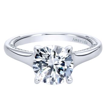 0.21 ct - Straight Setting Diamond Engagement Ring Set in 18k White Gold /ER11638R8W83JJ-IGCD