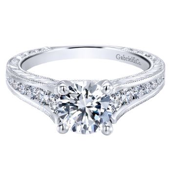 14K White Gold 0.55 ct Diamond Straight Engagement Ring Setting ER12307R4W44JJ