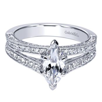14K White Gold 0.70 ct Diamond Split Shank Engagement Ring