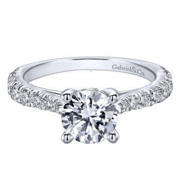 0.56 ct - Diamond Engagement Ring Set in 14k White Gold Straight Setting /ER12292R4W44JJ-IGCD