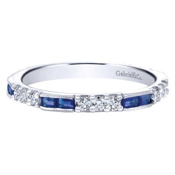 0.39 ct F-G SI Diamond and Sapphire Stackable Ladie's Ring In 14K White Gold LR4572W44SA