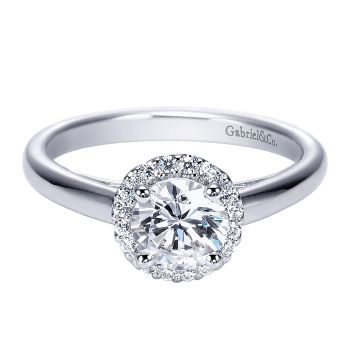 0.10 ct Diamond Engagement Ring - Set in 14k White Gold Diamond Halo /ER7815W44JJ-IGCD
