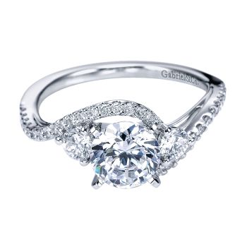 0.47 ct - Diamond Engagement Ring Set in 14K White Gold Diamond Bypass /ER7457W44JJ-IGCD