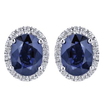 14k White Gold Diamond and Sapphire Stud Earrings 0.28 ct EG11601W45SA
