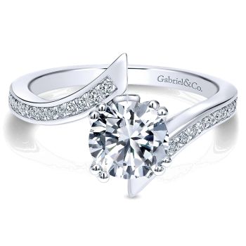 0.25 ct - Diamond Engagement Ring Set in 14K White Gold Diamond Bypass /ER11684R4W44JJ-IGCD