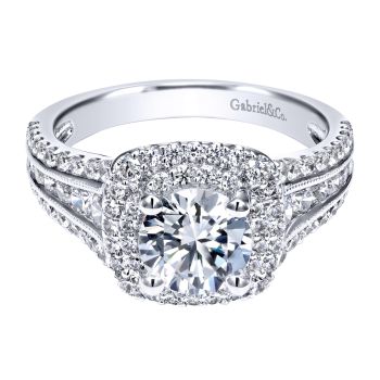 14K White Gold 1.00 ct Diamond Halo Engagement Ring Setting ER11760R4W44JJ