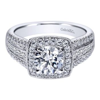 14K White Gold 0.71 ct Diamond Criss Cross Engagement Ring Setting ER10180W44JJ