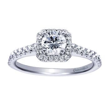 0.37 ct Diamond Engagement Ring - Set in 14k White Gold Diamond Halo /ER8264W44JJ-IGCD