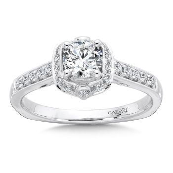 Halo Engagement Ring in 14K White Gold with Platinum Head (0.25ct. tw.) /CR555W