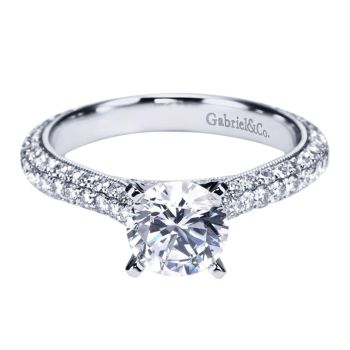 14K White Gold 0.89 ct Diamond Straight Engagement Ring Setting ER6649W44JJ