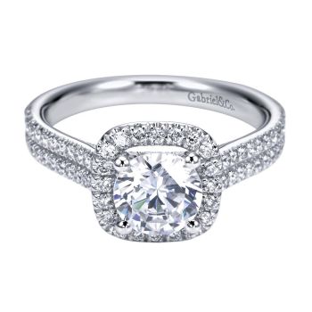 14K White Gold 0.45 ct Diamond Criss Cross Engagement Ring Setting ER6984W44JJ