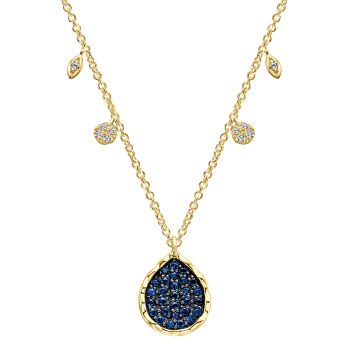 0.09 ct Round Diamond and Sapphire Fashion Necklace set in 14KT Yellow Gold NK5202Y45SA