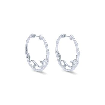 0.28 ct - Earrings
 925 Silver White Sapphire Intricate Hoop /EG12039SVJWS-IGCD