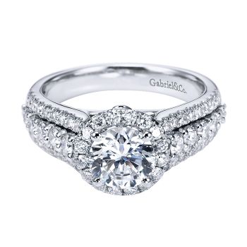 0.90 ct Diamond Engagement Ring - Set in 14k White Gold Diamond Halo /ER6987W44JJ-IGCD