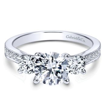 0.70 ct - 3 Stone Diamond Engagement Ring Set in 14K White Gold /ER6631W44JJ-IGCD