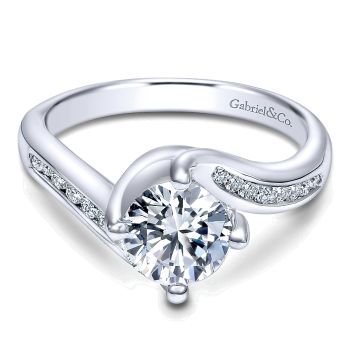 0.19 ct - Diamond Engagement Ring Set in 14K White Gold Diamond Bypass /ER10437W44JJ-IGCD