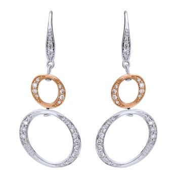 14k White/pink Gold Diamond Drop Earrings 0.40 ct EG12224T45JJ