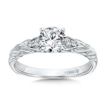 Inspired Vintage Collection Engagement Ring With Side Stones in 14K White Gold with Platinum Head (0.05ct. tw.) /CR365W
